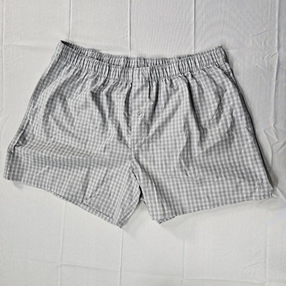 Goodfellow & Co. Gray & White Plaid Cotton & Polyester Boxer Shorts Size XL....